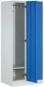 Metalowa szafka ubraniowa S1, 2-drzwiowa, 1850 x 600 x 500 mm, zamek kodowy, drzwi niebieskie