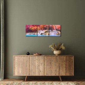 Obraz turkusowej laguny, Laos, Tat Kuang Si (z zegarem) (90x30 cm)
