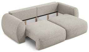 Jasnobrązowa sztruksowa rozkładana sofa ze schowkiem 266 cm Kini – Makamii