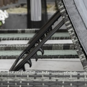 Leżak ogrodowy podwójny dla 2 osób regulacja oparcia 5 stopni metal rattan PE szary wygodny | Aosom PL