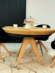 Stół rozkładany INTARSIO Dąb do Salonu Jadalni 130-230 x 130 x 76 cm, Okrągły