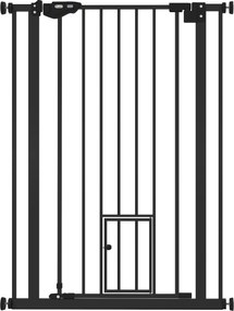 PawHut Zapora dla psów, podwójne zabezpieczenie, samozamykające się drzwi, 104 cm wysokości, stal, czarna