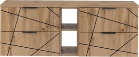 Komplet dwóch szafek łazienkowych z regałem Wood 02, dąb wotan - zestaw 7