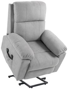 HOMCOM Fotel masażer dla seniorów z funkcją wstawania 8 punktów masażu pilot boczne kieszenie szary 89cm x 99cm x 103cm | Aosom PL