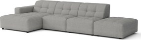 Narożnik z pufą lewostronny Bergamo B  – tkanina Raven 7 szara, 341×166×70 cm