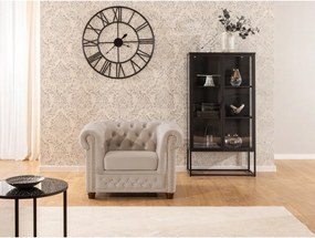 Beżowy aksamitny fotel typu chesterfield York Blik – Ropez