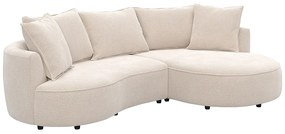 Kanapa narożna prawostronna  z beżowej tkaniny szenilowej CEPRANO od Maison Céphy