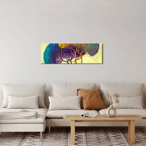 Obraz - Drzewa na wzgórzu (z zegarem) (90x30 cm)