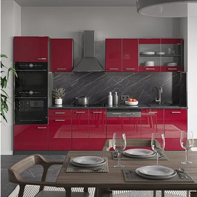 Aneks kuchenny czerwony wysoki połysk/antracyt 300x46x81.6 r-line