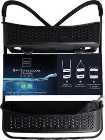 Wisząca plastikowa półka łazienkowa w kolorze matowej czerni Vesper – douceur d'intérieur