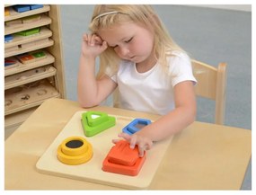Drewniany sorter kształtów materiałów faktury powierzchni masterkidz