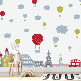 Fototapeta - Lot nad miastem (196x136 cm)