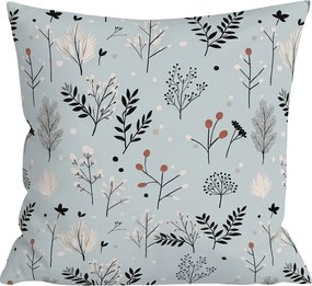 Flanelowa poszewka na poduszkę FROST BOTANIC 45x45 cm, jasnoszara
