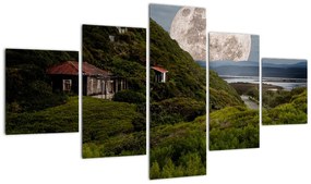 Obraz krajobrazu z księżycem (125x70 cm)