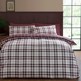 Bordowa pościel dwuosobowa 230x220 cm Kelso Check – Catherine Lansfield