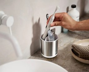 Kubek na szczoteczki do zębów ze stali nierdzewnej w kolorze srebra Duo Steel – Joseph Joseph