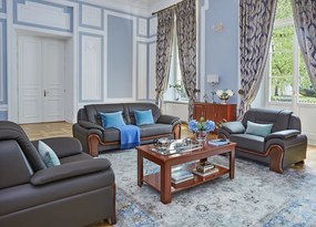 Skórzana kanapa 2-osobowa Palladio, wykonana ze skóry naturalnej, dostępne kolory brązowy, czarny, kremowy. Wygodna sofa do biura. Klasyczny stylowy design.