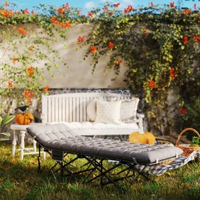 Outsunny Łóżko polowe składane z materacem, poduszką i boczną kieszenią 190 x 65 x 37 cm do 150 kg Jasnoszary
