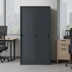 Przesuwna szafa biurowa Kuba 90x40x185 cm, antracyt