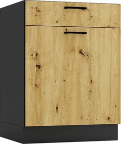 Szafka kuchenna z szufladą 60 cm grafit + dąb artisan A1-C62