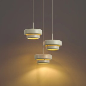 Retro Lampa Wisząca Beżowa z Metalowym Kloszem 3-punktowa - Ophelia