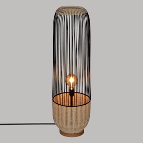 Lampa podłogowa boho Anea, rattan i metal, wys. 95 cm