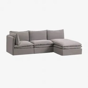 Sofa Modułowa Grace 3-częściowa Z Lnem I Bawełną Tkaniny Dark Grey - Sklum