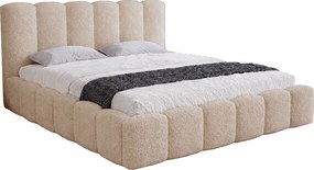 Łóżko dwuosobowe 200x200 Florent - łóżko z pojemnikiem i stelażem metalowym - boucle, beżowy (Lambi 6)