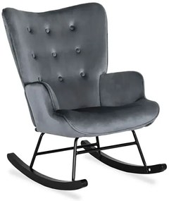 Szary welurowy fotel bujany uszak E4-R17