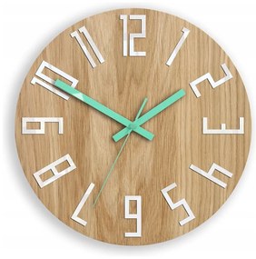 Zegar na ścianę nowoczesny drewniany z dużymi cyframi okrągły cichy loft
