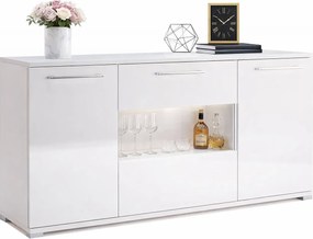 Biała duża komoda z witryną 150 cm H6-W75