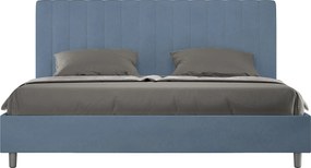 Łóżko bez stelaża tapicerowane 180x190 microfibra niebieski Agueda