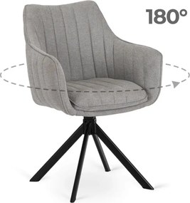 Krzesło Tapicerowane Obrotowe do Salonu MUMBAI Szare Nowoczesne