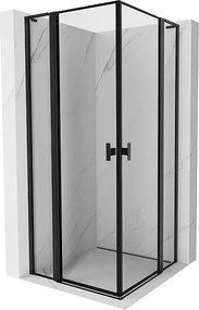 Mexen Mist L Duo kabina prysznicowa uchylna 105 x 105 cm, czarna ramka, czarna - 8A4L-105L-105P-70-70