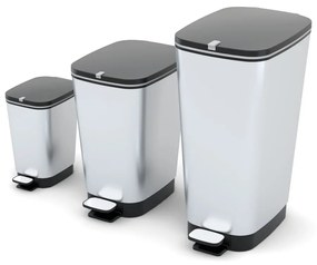 Plastikowy kosz na śmieci z pedałem w kolorze srebra 45 l Chic Bin – KIS