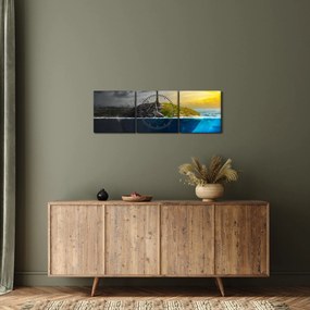 Obraz przedstawiający dwie strony (z zegarem) (90x30 cm)