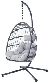 Fotel wiszący Autronic, metal, polirattan, szary,AZ-V 1269GREY