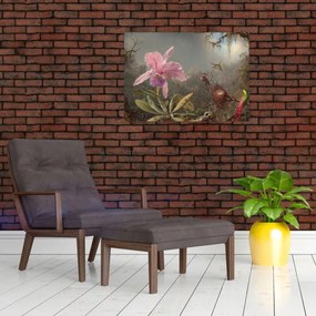 Obraz - Martin Johnson Heade, Cattleya Orchid and Three Hummingbirds, reprodukcje (70x50 cm)
