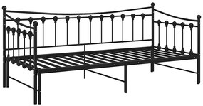 Czarne rozkładane łóżko metalowe 90x200 cm - Sawga
