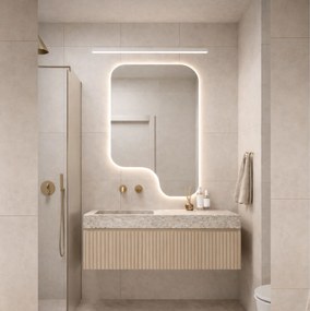 Lustro o nieregularnym kształcie oszlifowane z podświetleniem LED BLOOM Round | Różne rozmiary | Różne kolory : Kolor tafli szkła - Brąz, Rozmiar - 60 x 90 cm