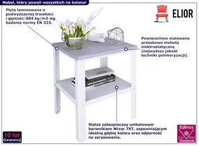 Nowoczesny stolik kawowy z półką biały + beton - Sufix 5X