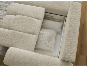 Beżowy rozkładany/ze schowkiem narożnik z materiału bouclé (lewostronny/z szezlongiem) Roxelane – Bobochic Paris