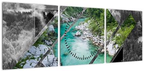 Obraz - Dzika przyroda (z zegarem) (90x30 cm)