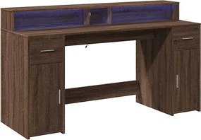 Biurko podświetlane 160 cm brązowy dąb H1-T58