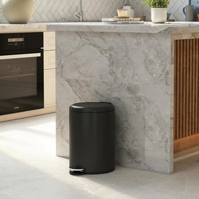 HOMCOM 20 l kosz kuchenny, metal odporny na odciski palców, pokrywa Soft-Close, pedał nożny i wyjmowany kubeł, czarny | Aosom PL