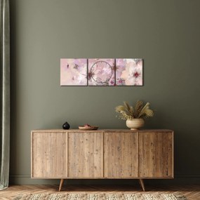 Obraz - Kolaż artystyczny z motylami (z zegarem) (90x30 cm)