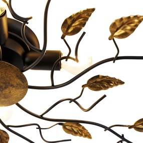 Inteligentna lampa sufitowa czarna ze złotem 80 cm 4-źródła światła z 4 Wifi P45 - Foglie
