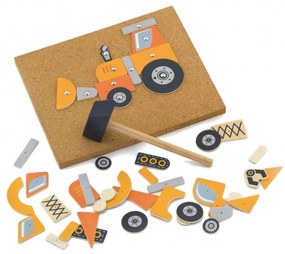 Drewniana przybijanka pojazdy budowlane 45 elementów viga toys