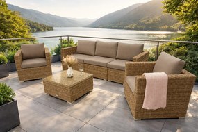 Zestaw rattanowy MALIBU dla 5 osób (beżowo-brązowy)