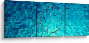 Obraz - abstrakcyjne kostki (z zegarem) (90x30 cm)